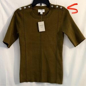 Carmen Women's Short Sleeve Button-Shoulder Tee - Olive